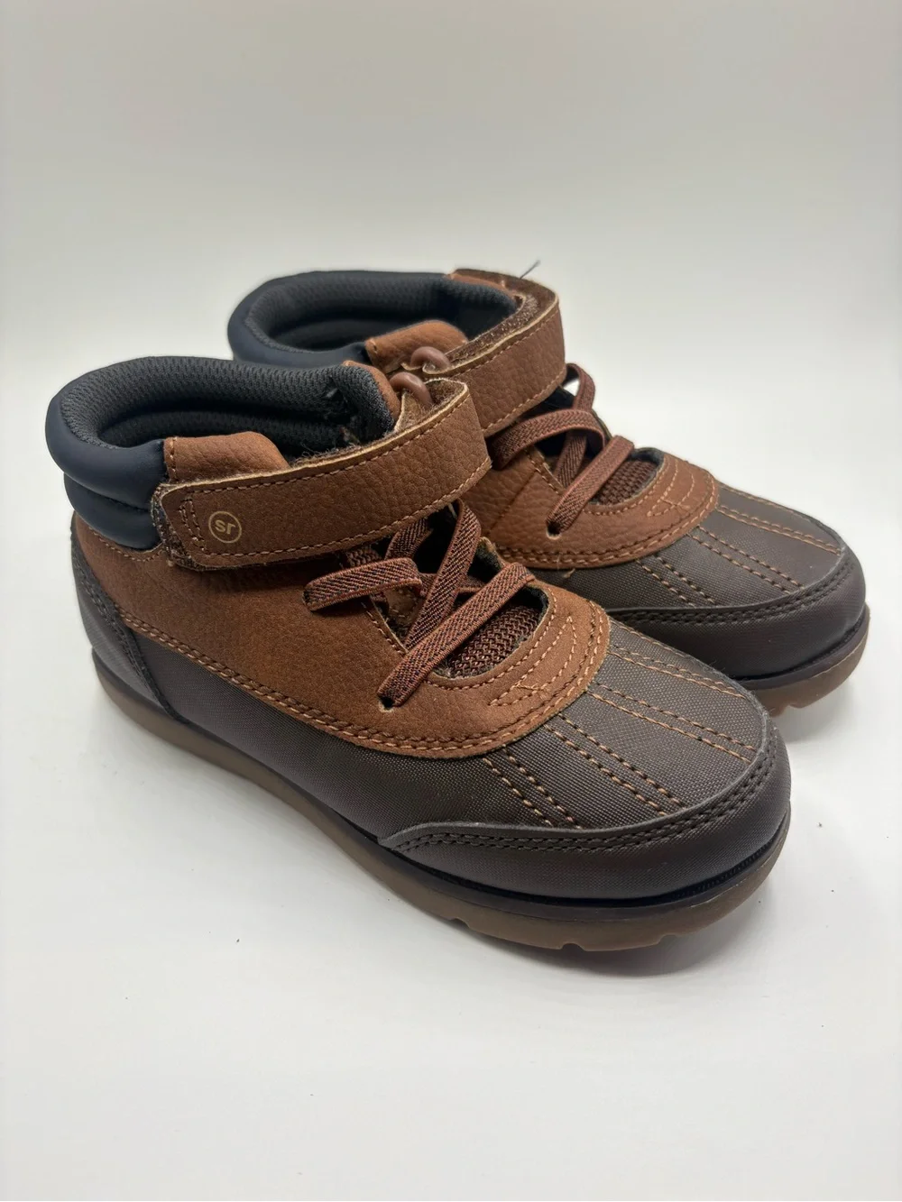 Stride Rite Brown & Dark Brown Kids High-Top Boots with Hook-and-Loop Strap